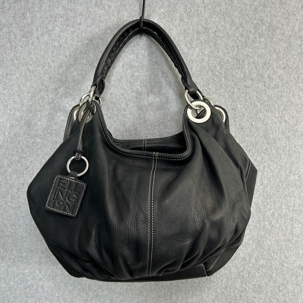 Ellington Handbag Black Pebbled Leather Hobo Shoulder Bag Nicole Satchel Purse